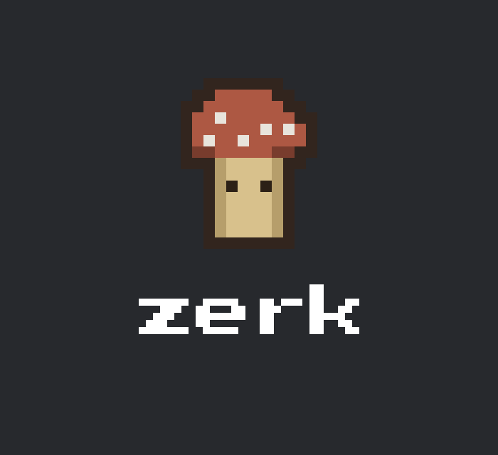 Zerk walkthrough showing a source character image becoming a pixel sprite and a painted rig