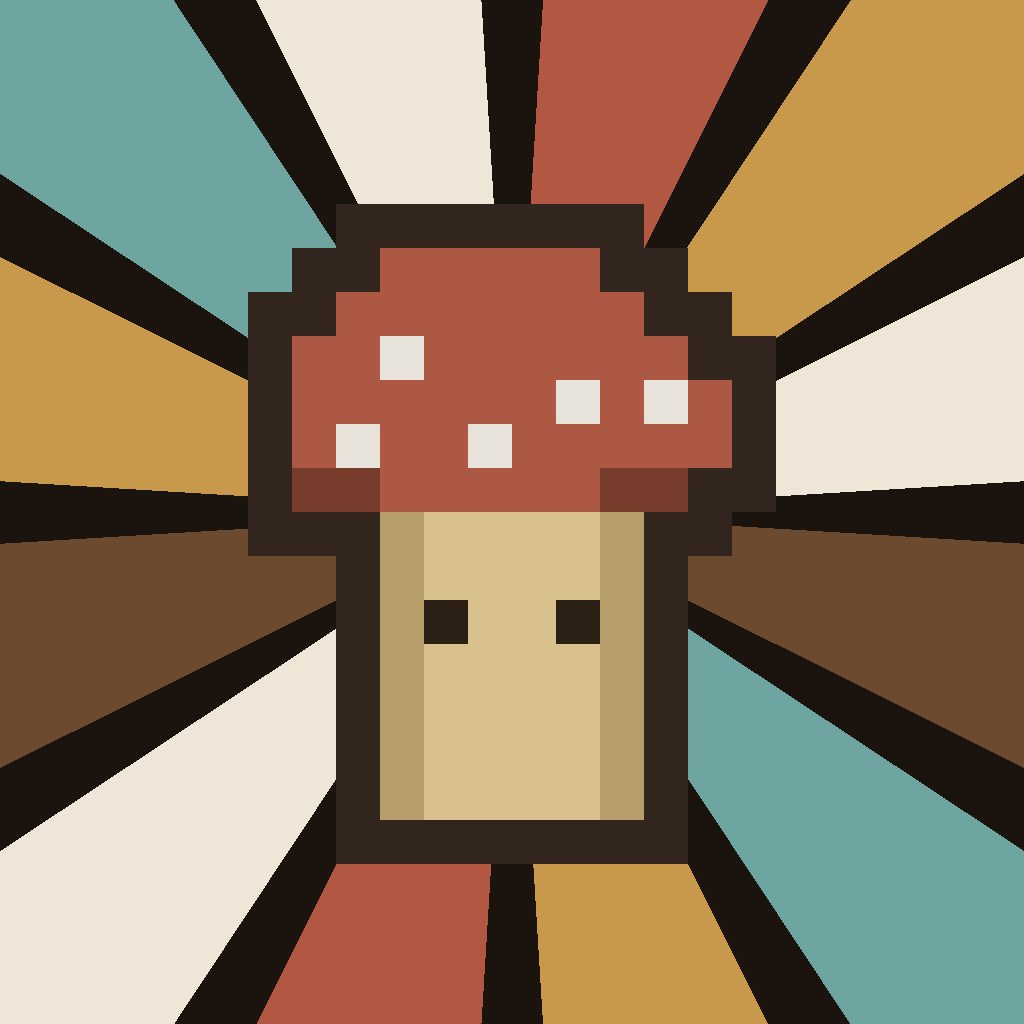 zerk.color icon — pixel mushroom on sunburst